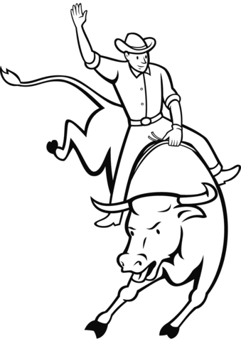 Rodeo Bull Riding Coloring Page